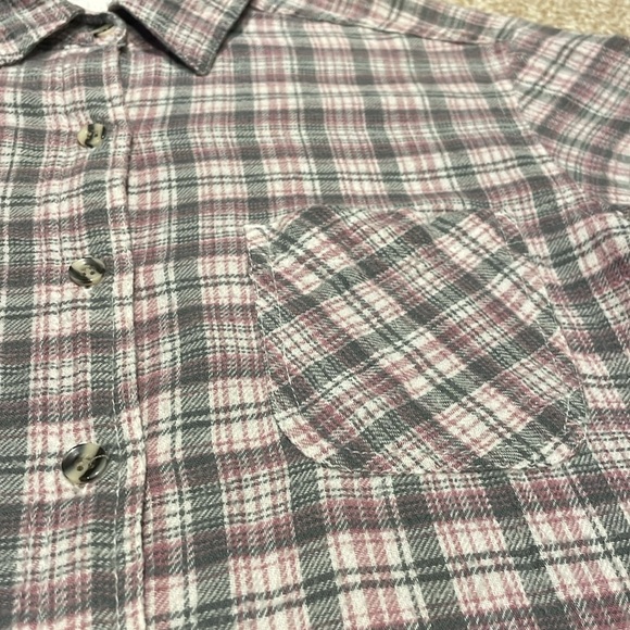 Lauren Brooke 100% Cotton Soft Brushed Pink/Purple/Grey Flannel Button Up Shirt - Picture 6 of 11